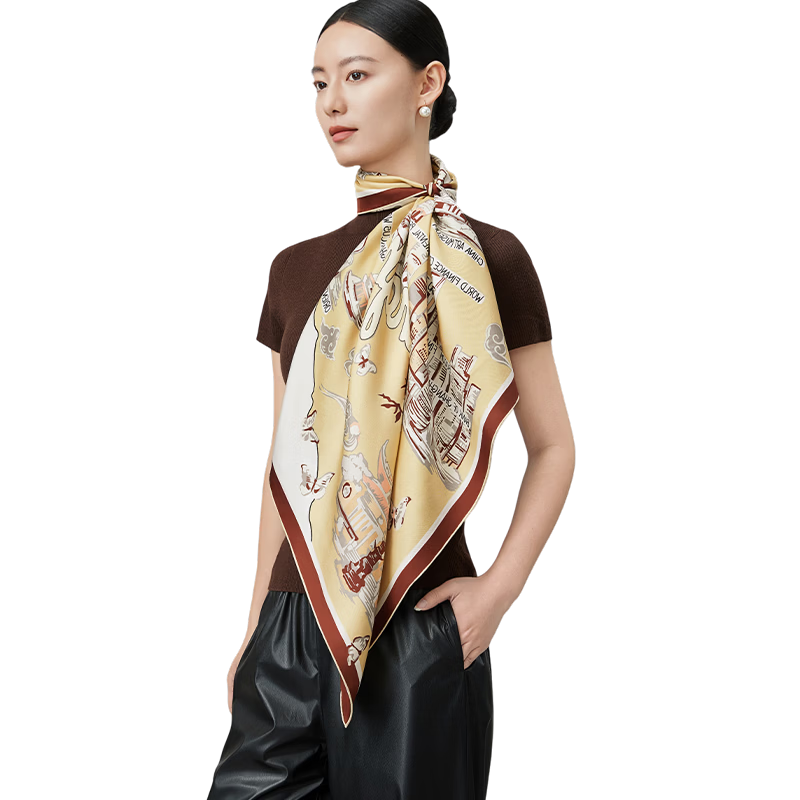 Shanghai Story [Counter Same Style] 100% Mulberry Silk Women's Scarf Large Square Shanghai Light Gift for Girlfriend