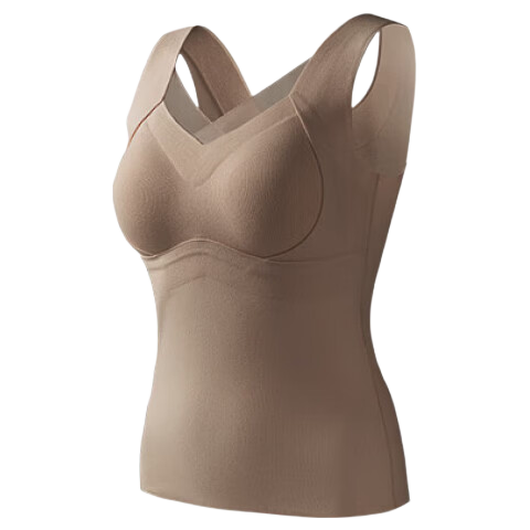 MiiOW Women's Thermal Underwear Autumn Winter Basic Thermal Vest with Double Lift Lace and Chest Pad