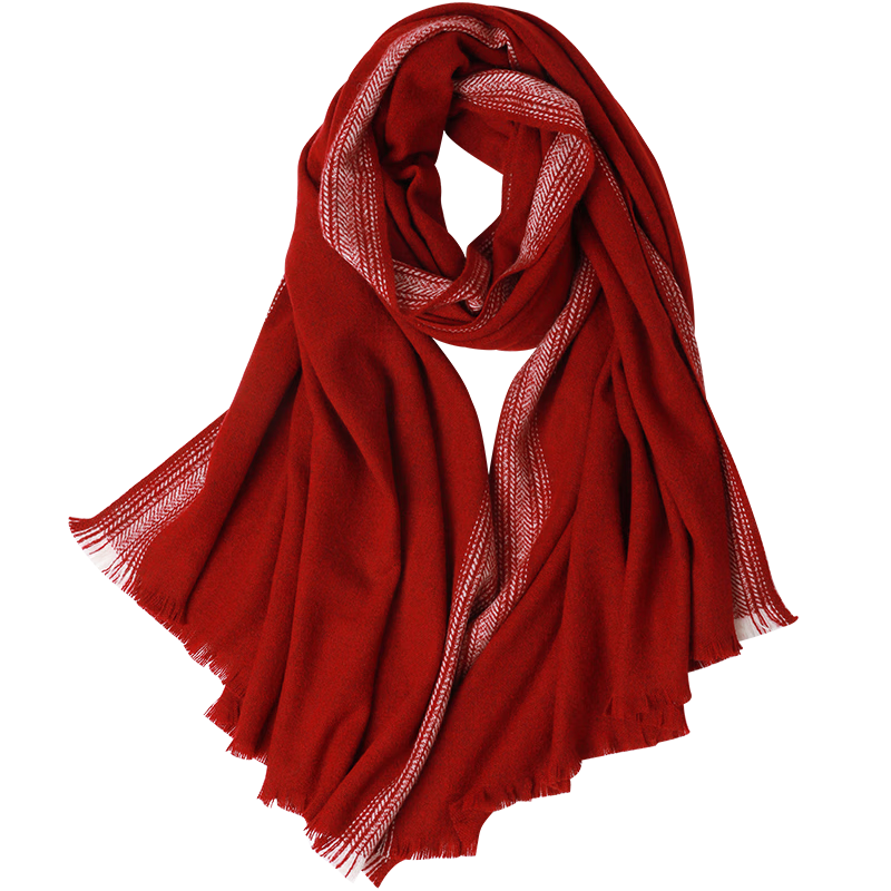 BOHOBOCO 100% Wool Shawl Scarf Summer Air-Conditioned Room Soft Lambswool Warm Versatile Skin-Friendly Nap Blanket Wine Red