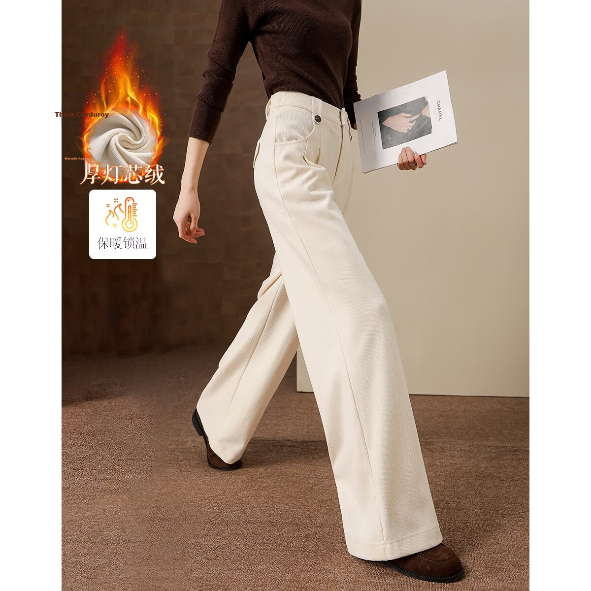 Demana "Cloud Warmth" 25 Winter Smart Warm Corduroy Wide-Leg Slimming Casual Pants for Women Premium Feel