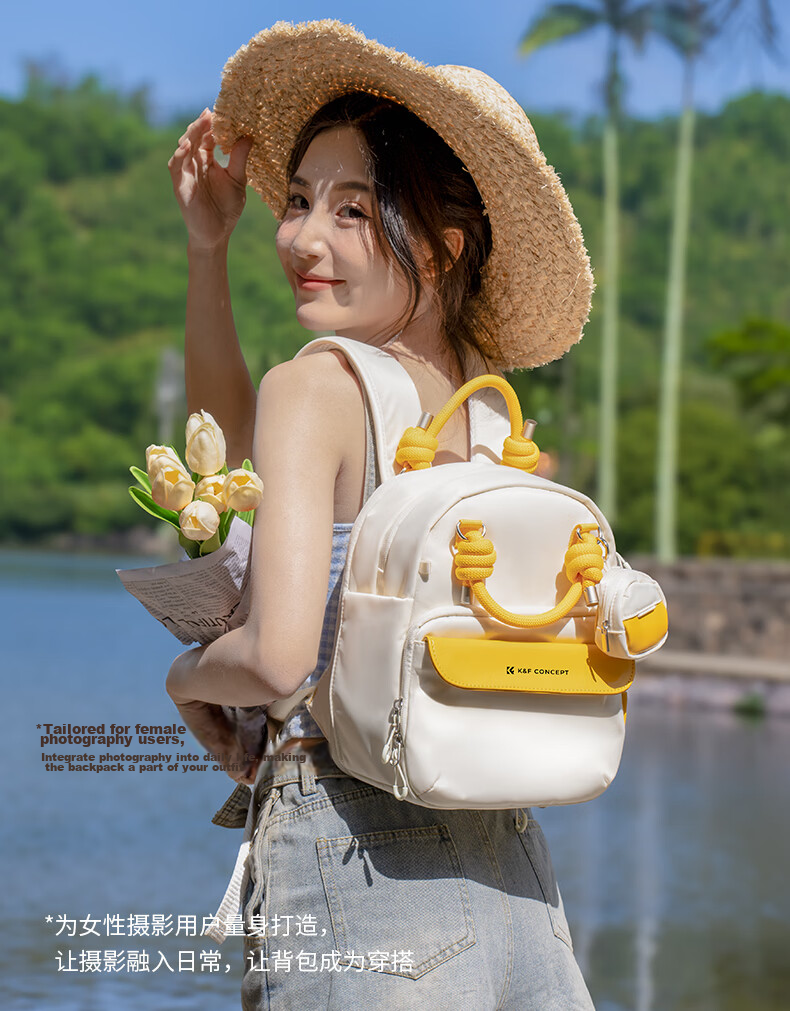 Zhuoer Vitality Series Candy Pack Camera Bag Photography Backpack for Girls Travel Suitable for Mirrorless DSLR Canon Sony Camera Backpack Storage One Body Two Lenses Portable Waterproof Backpack 2