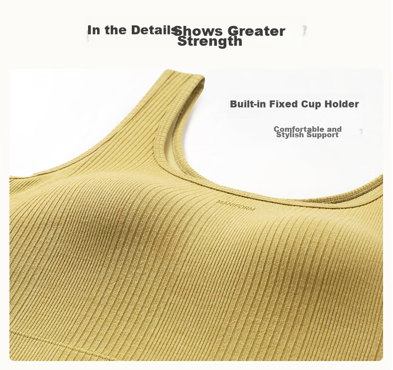 Mannifen Wireless Bra Camisole Tank Top for Women, Padded Sports Back Vest, Integrated Bra, Outerwear Compatible 8