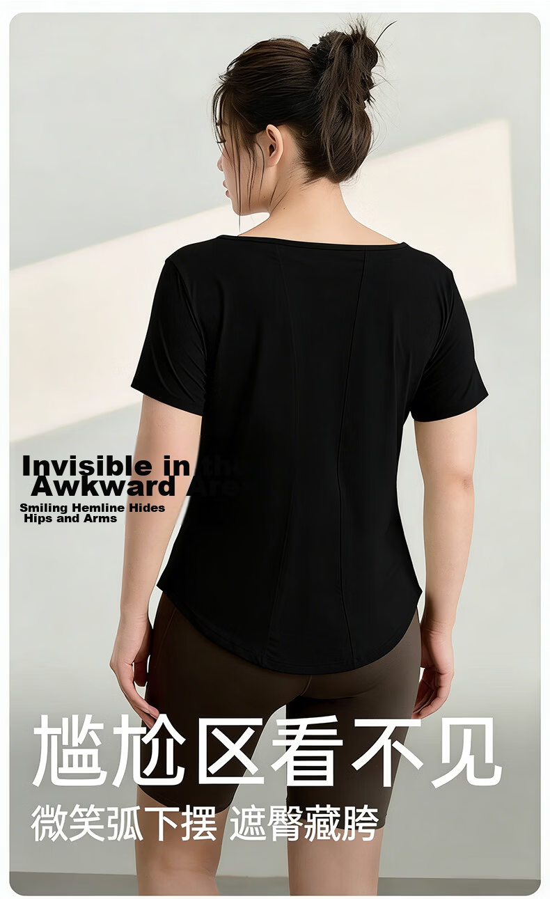 Langsha Plus Size Women's Yoga Wear Summer Cool Quick-Dry Short Sleeve Sports T-Shirt Fitness Apparel 5