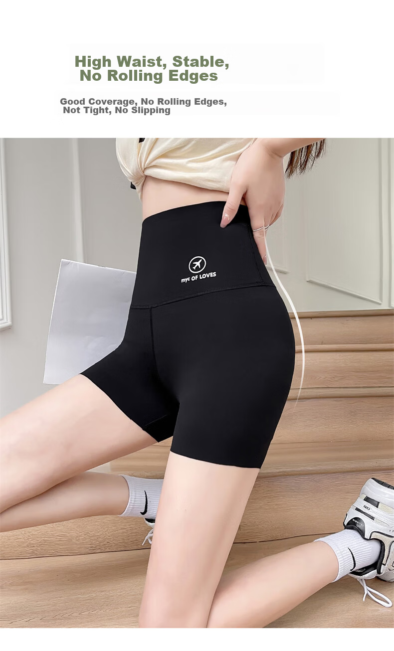 LangSha Women's Summer New High-Waist Slimming Ice Silk Seamless Shark Shorts Three-Quarter Yoga Cycling Base Shorts 5
