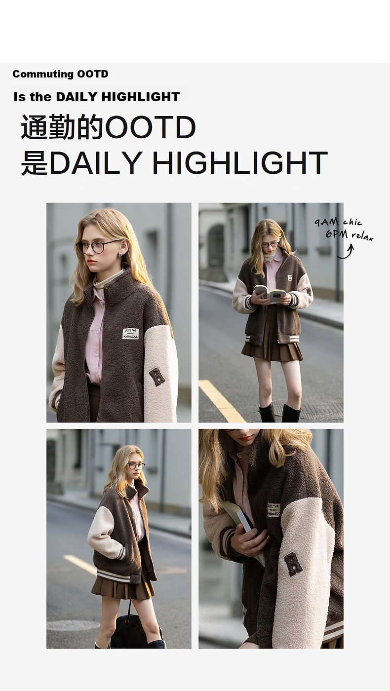 TonLion 2025 Autumn Winter Women's Stand Collar Left Chest Patch Baseball Jacket 4