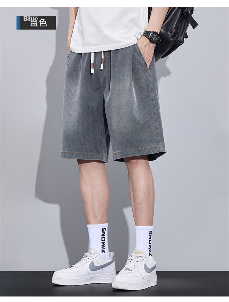 JEEP SPIRIT Men's Summer Thin Ice Silk Casual Shorts Loose Straight American Style Five-Point Pants Dark Gray L 17