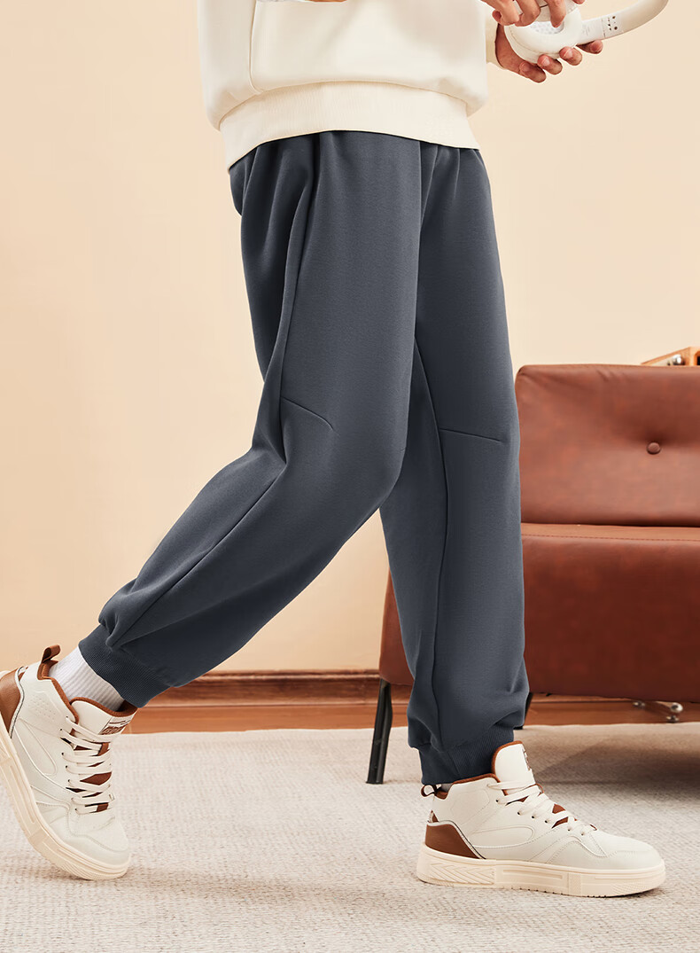ERKE Men's Sweatpants, Thickened And Fleece-Lined for Winter, Knitted Long Pants with Elastic Cuffs, Warm Casual Trousers for Running And Everyday Wear 7
