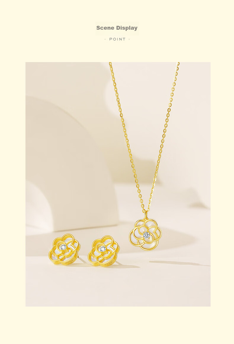 CHOW TAI SENG Camellia Shell Necklace, Niche Luxury Design, Elegant Chanel-Style, Birthday Gift for Girlfriend 6