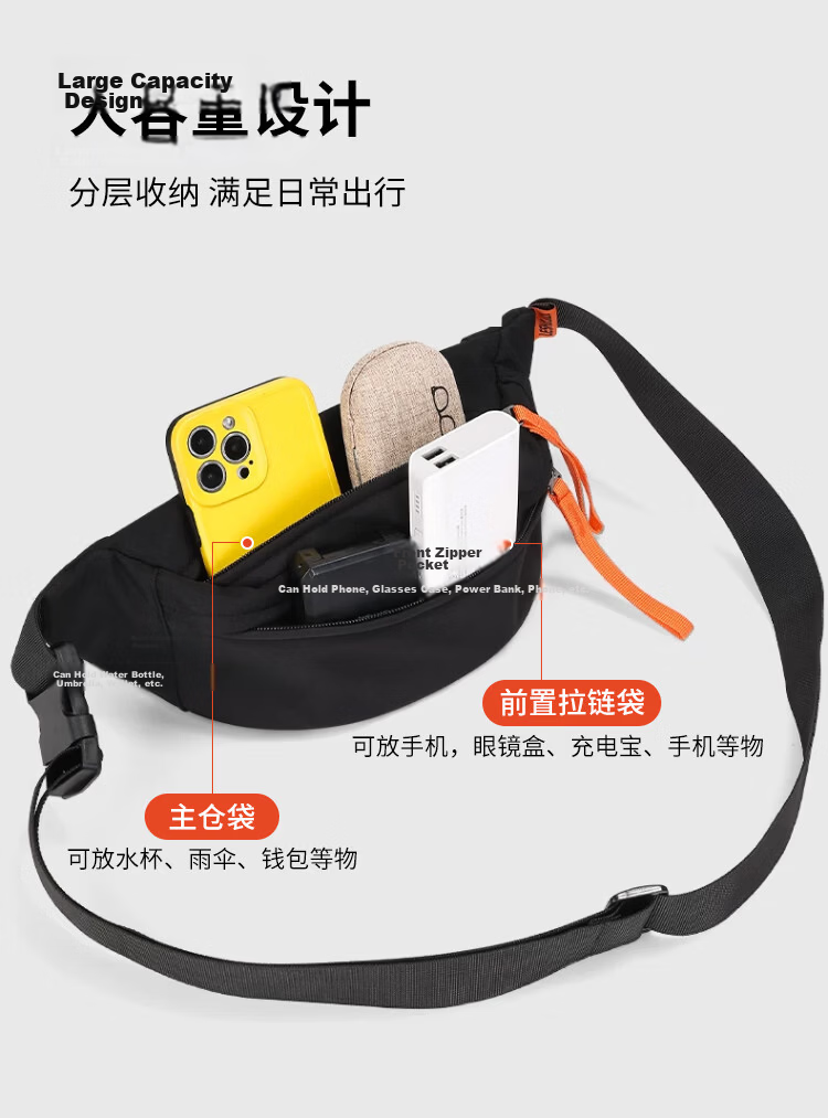 Banjeni Travel Casual Crossbody Waist Bag Large Capacity Outdoor Sports Backpack Men Student Lightweight Commuter Women Shoulder Chest Bag 2