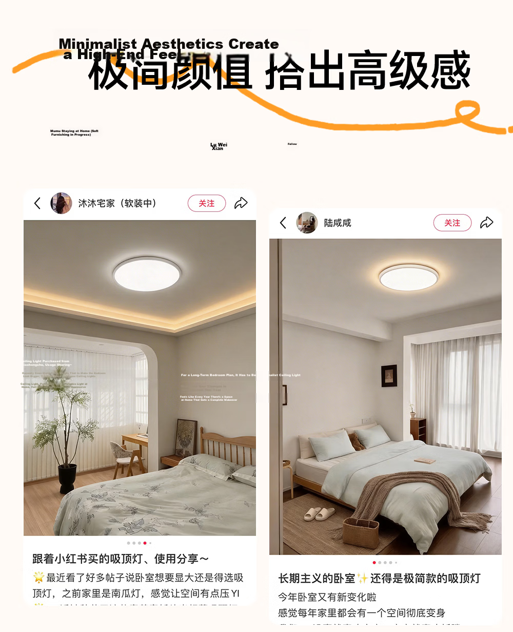 Kuka LED Ultra-thin Eye-protection Ceiling Light with Philips Chip, Smart Lighting for Living Room and Bedroom, 40cm Round [Installation Included] 5