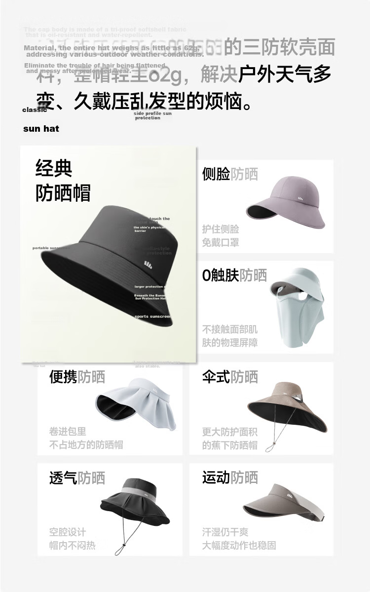 Beneunder Lightweight Unisex Bucket Sun Hat UV Protection Fishing Cap WR012 2
