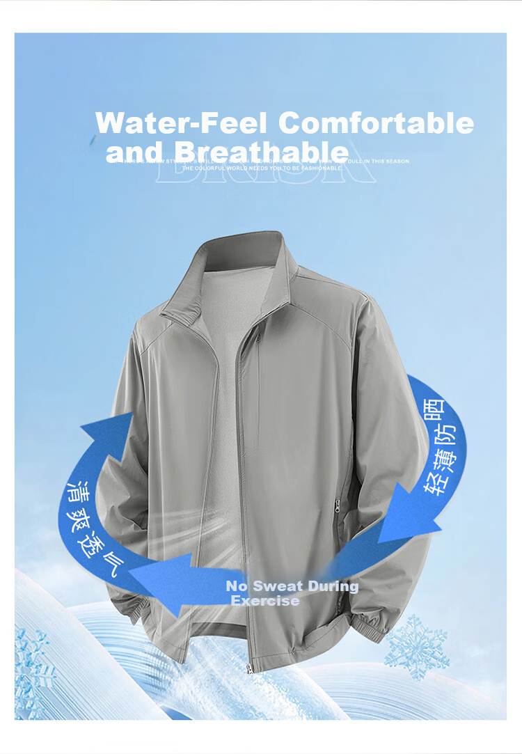 Hodo Men's Summer Ice Silk Sunscreen Jacket Breathable Thin Stand Collar Quick-Dry Outerwear 7