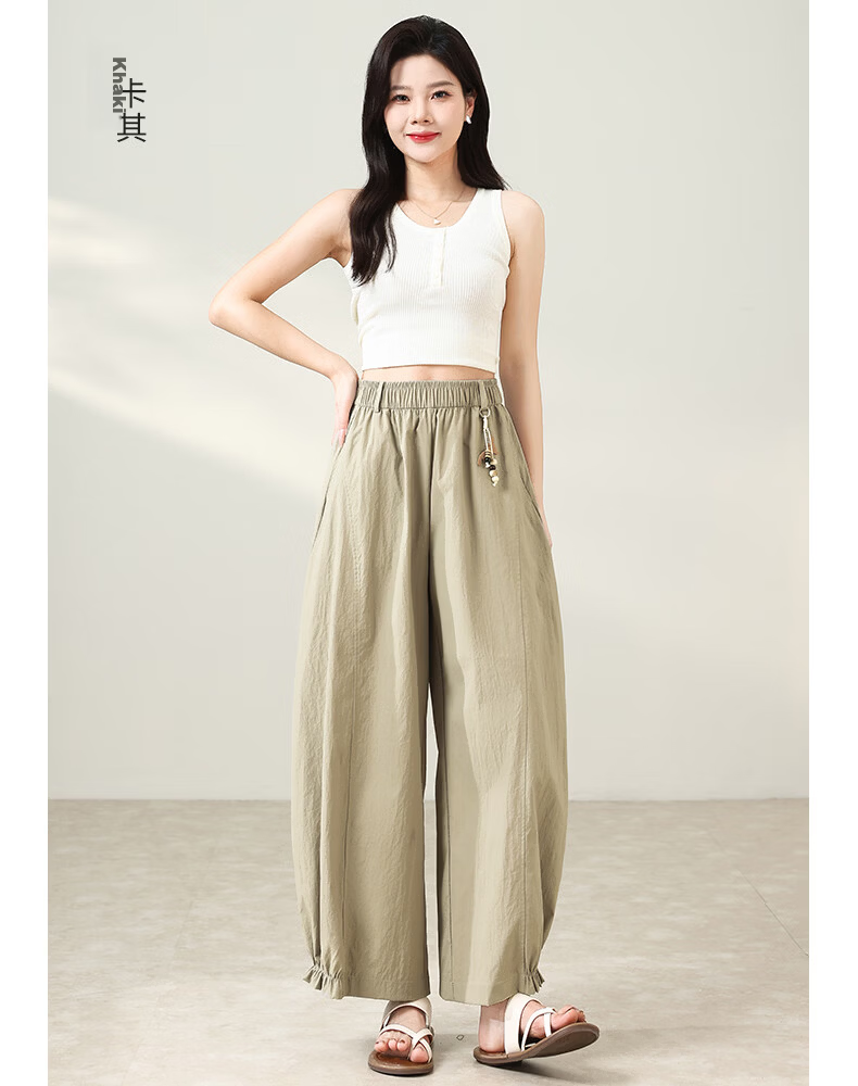 Langsha Chinese Style Flower Bud Casual Pants Women Year of the Horse Spring Summer Thin High Waist Comfortable Wide Leg Lazy Fashion Versatile Pants 13