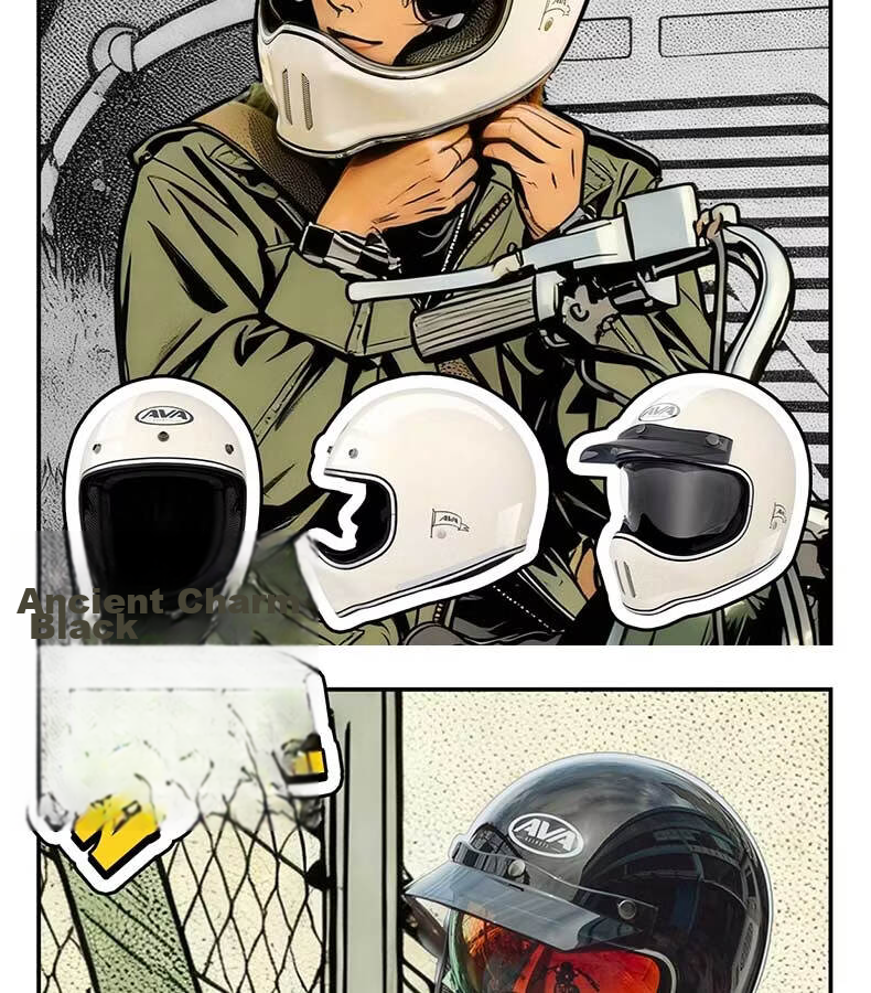 AVA Ranger Motorcycle Retro Full Face Cruiser Helmet Small Shell Off-Road Helmet Unisex Lake Silver + Riding Gift Pack M 30