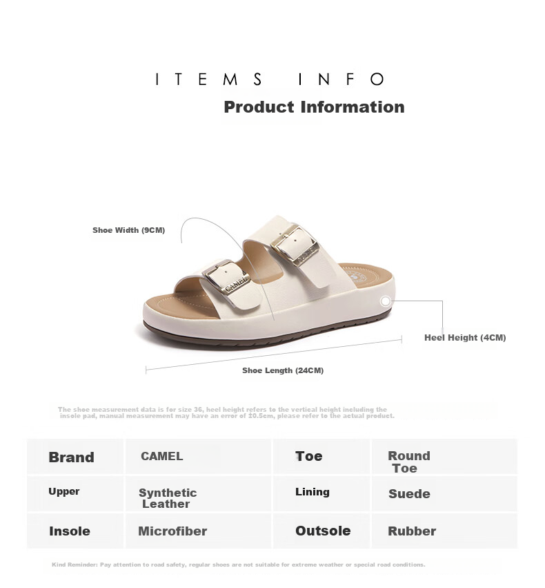 CAMEL Soft Bag 2nd Generation Square Buckle Women's Slippers Thick Sole Birkenstock Style L26M504048A Camel Color Size 36 1