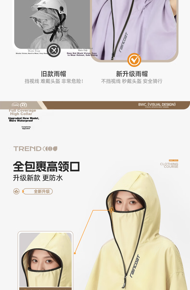 Beimei Electric Scooter Thickened Raincoat with Windproof and Anti-Rain Cover, Large Full-Body Electric Bike and Motorcycle Rain Poncho 8