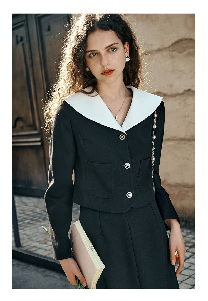 Olrain Eurielle Black Chic Short Jacket Women's Autumn New Elegant Top Coat (Second Batch) XL 18