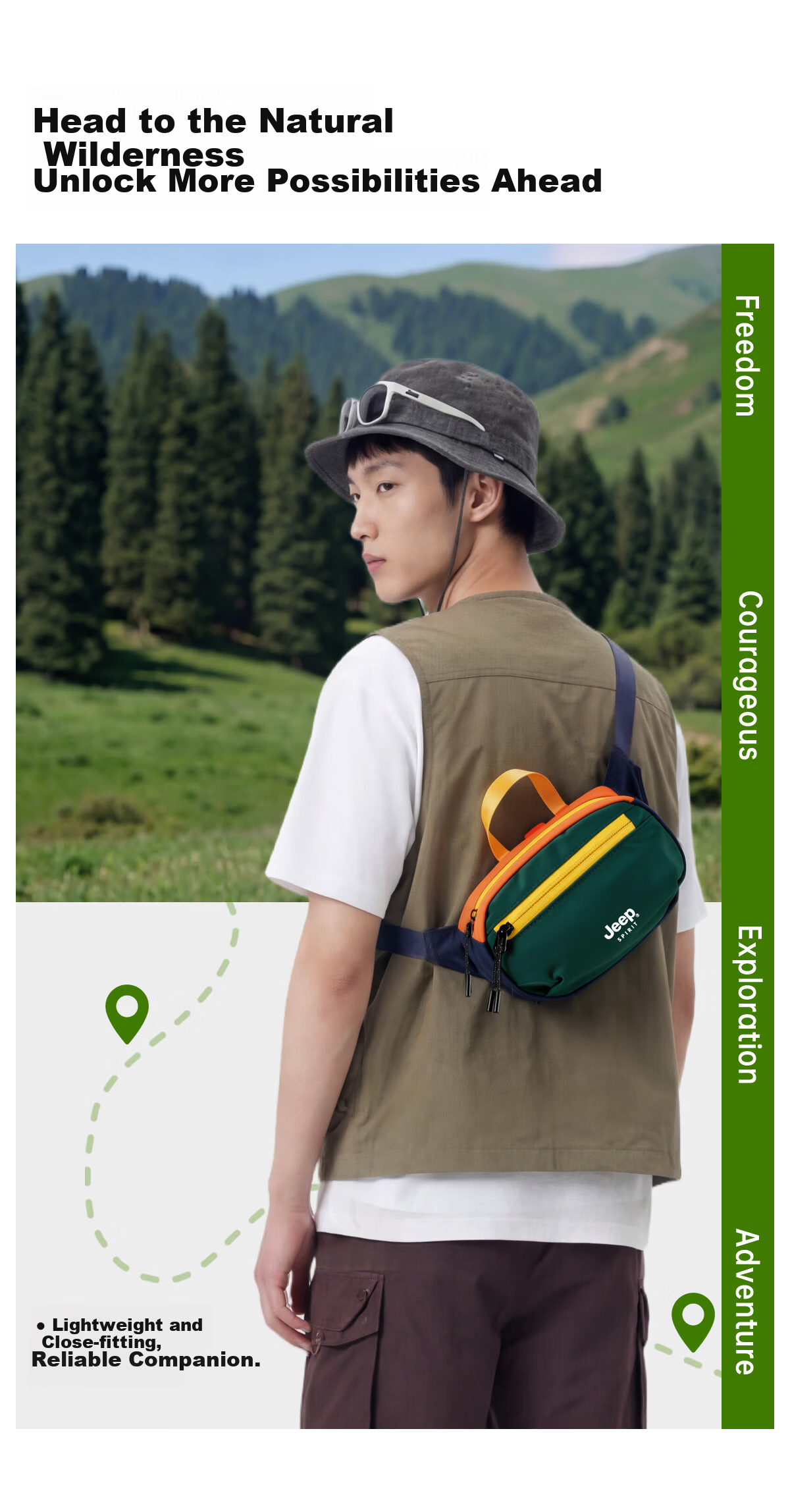 JEEP SPIRIT Outdoor Lightweight Chest Bag Men Outdoor Cycling Crossbody Bag Women Single Shoulder Sports Waist Bag Casual Small Phone Commuter Bag 1