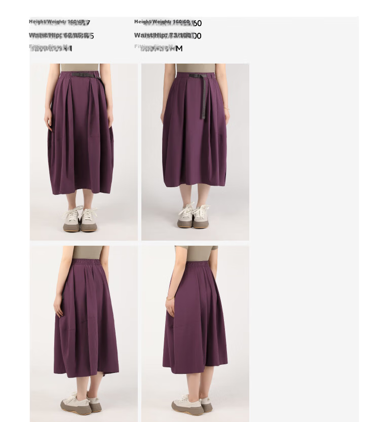 Beneunder Women's Mid-Length Pleated Skirt Water-Repellent Sun-Protective Outdoor Skirt Spring Summer WR005 39