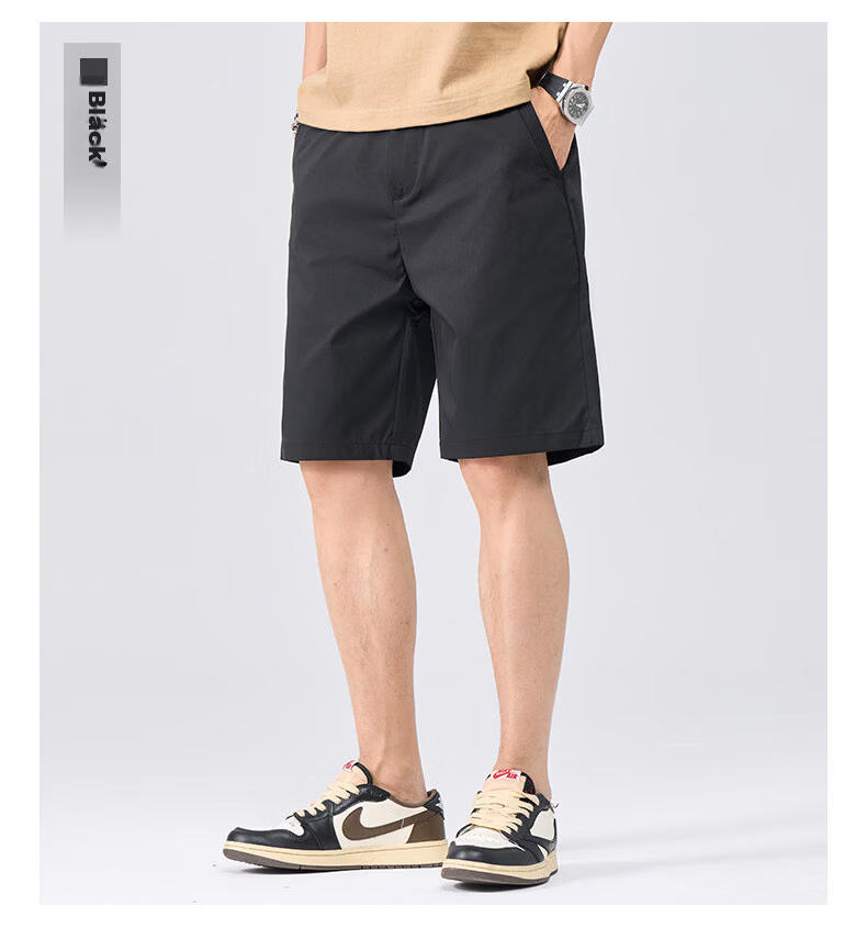 Fingercroxx IT Trendy Minimalist Straight-Leg Shorts Men 2026 Summer Lightweight Casual Five-Point Pants Beige M 17