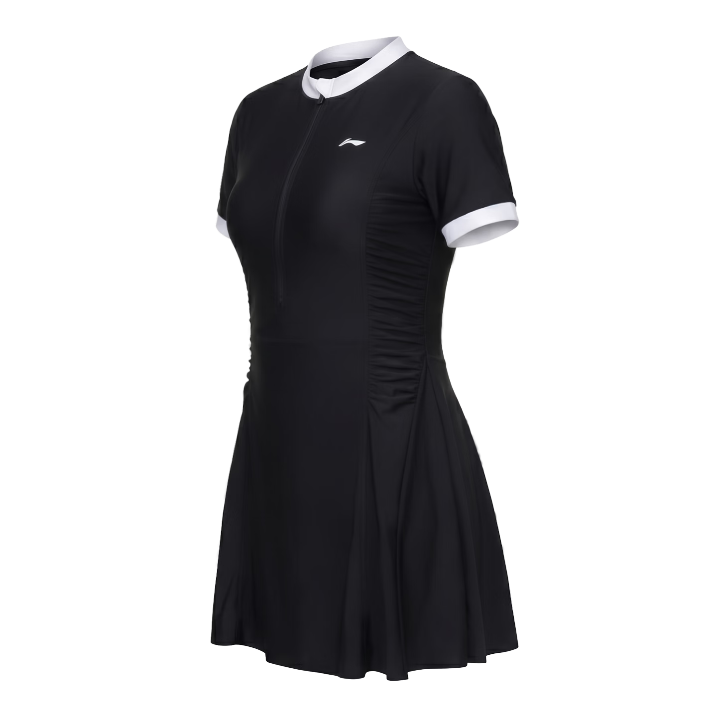 LI-NING Women's One-Piece Skirted Swimsuit Conservative Plus Size Tummy Control Spa Swimwear 1501 Black XL