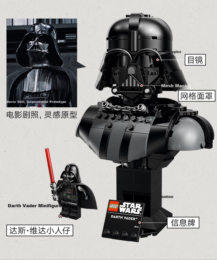 LEGO Star Wars 75439 Darth Vader Bust Building Blocks Toy Birthday Gift Home Decor for Kids Boys and Girls 6