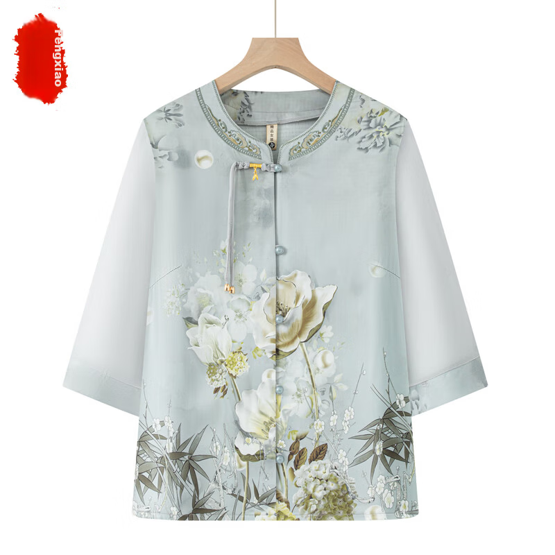 Fengxiao Mom's Summer 2026 New Shirt for 60-70 Year Old Middle-aged and Elderly Grandma New Chinese Style Top