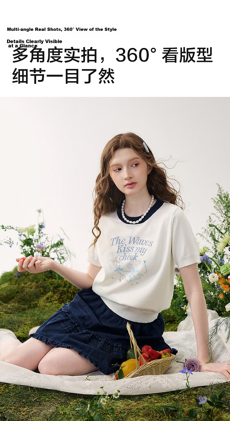 TonLion 2026 Summer New Women's Sweater Round Neck Short Sleeve Color Block Loose Casual Knit Top 7