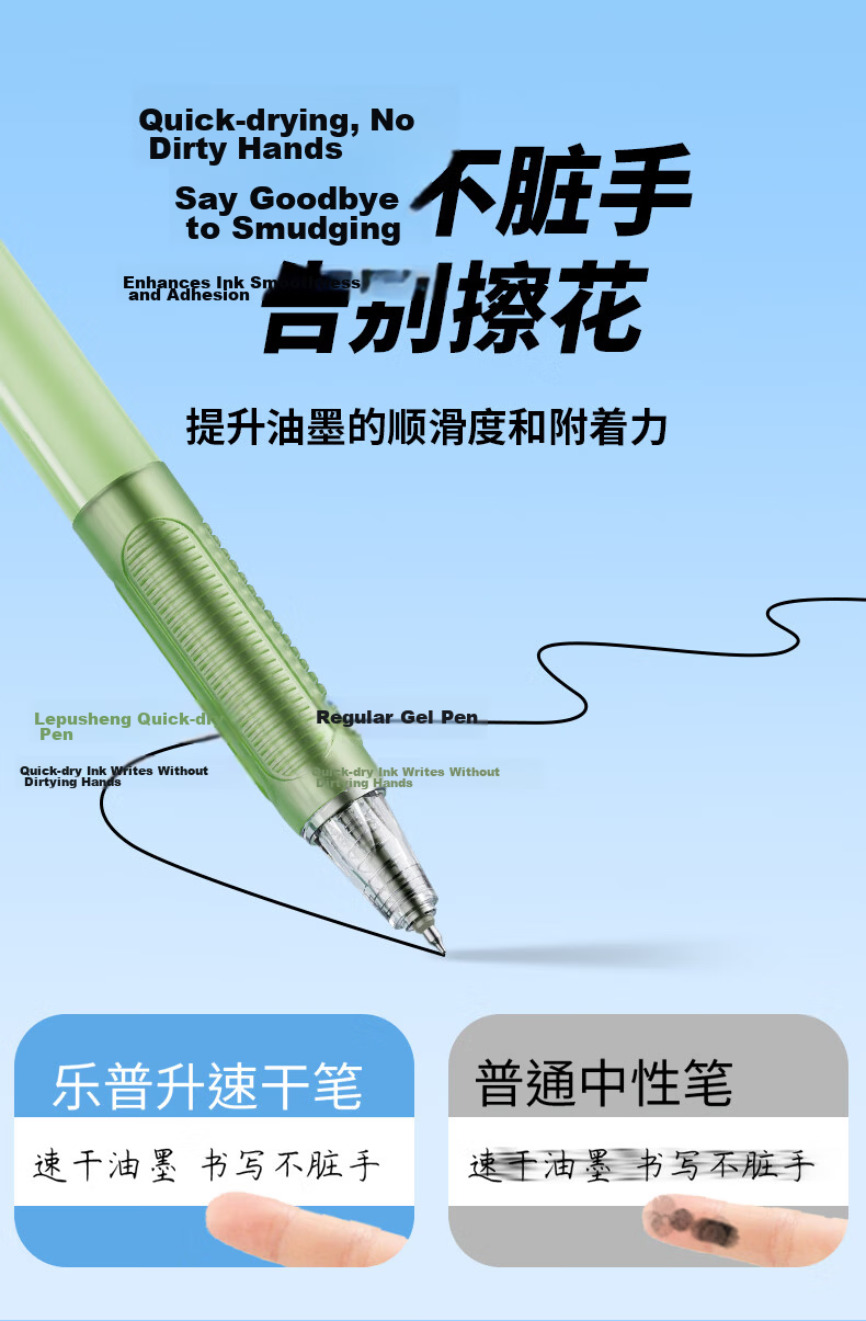 Lepusen Lewei Retractable Gel Pen 0.5mm Black Quick-Dry Signature Pen Exam Practice Student Refill Large Capacity Office Supplies 665 6-Pack Full Series 7
