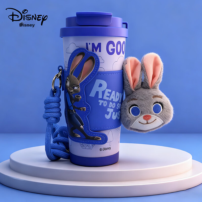Disney Zootopia Large Capacity Insulated Water Bottle High-Quality Straw Cup Couples Cold Storage Gift