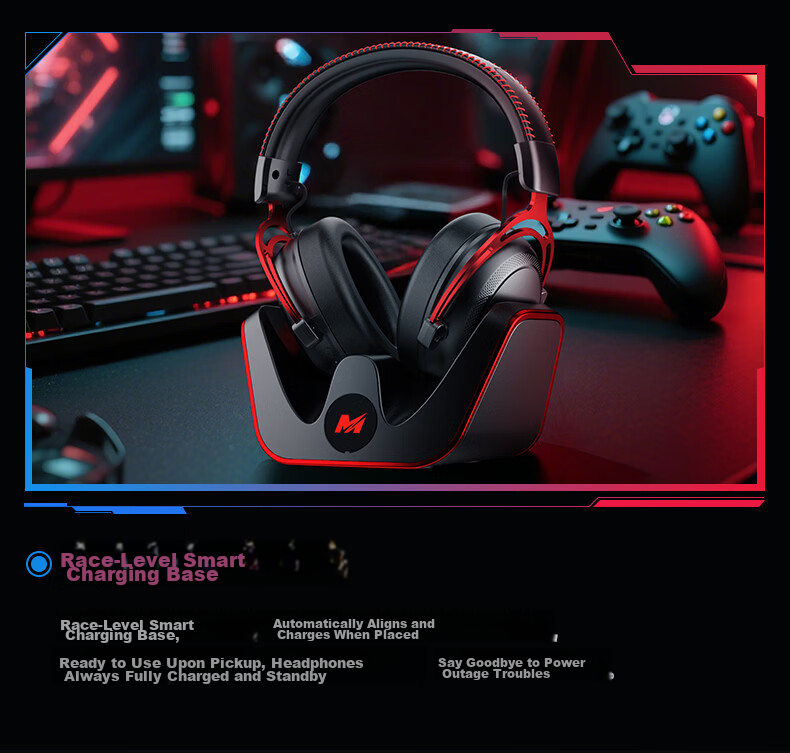 MICROKIA Delta Champion Recommended | Professional Gaming Headset Bluetooth Wireless 2.4G Four-Mode FPS Sound Positioning Headphones for Laptop Desktop 16