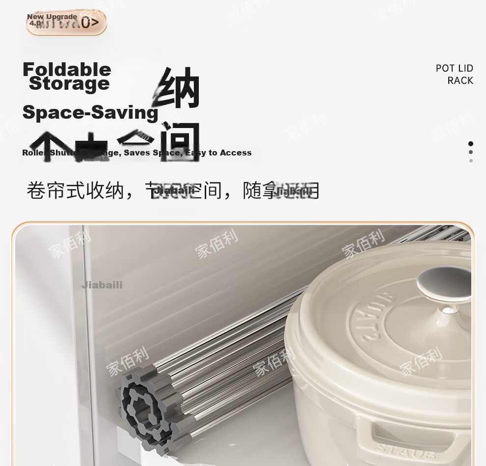 Jiabaili Kitchen Sink Draining Rack Stainless Steel Foldable Roll-up Dish Drying Basket 16