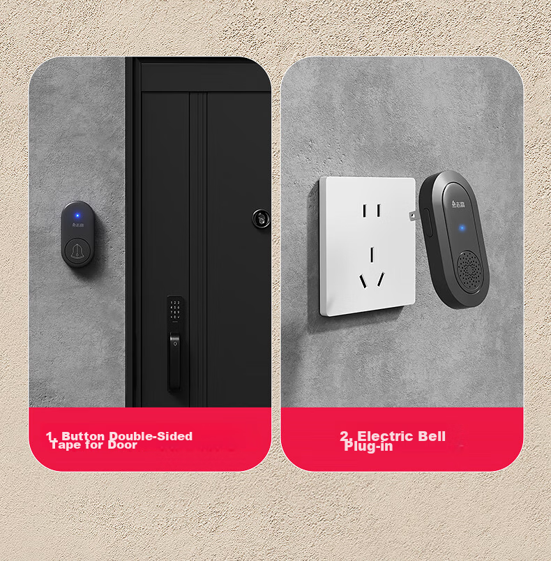 CHIGO Wireless Long-Distance Battery-Free Home Doorbell Emergency Call Button for Elderly One-to-One Electronic Remote Control Doorbell Front Door Ding Dong Chime 19