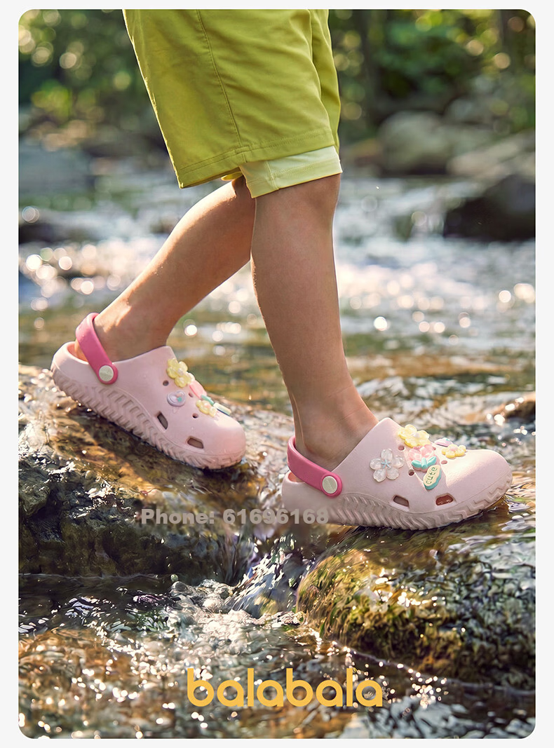 Balabala Kids Summer Flower Hole Sandals Breathable Outdoor Beach Girls Slippers for Toddlers and Older Children 19