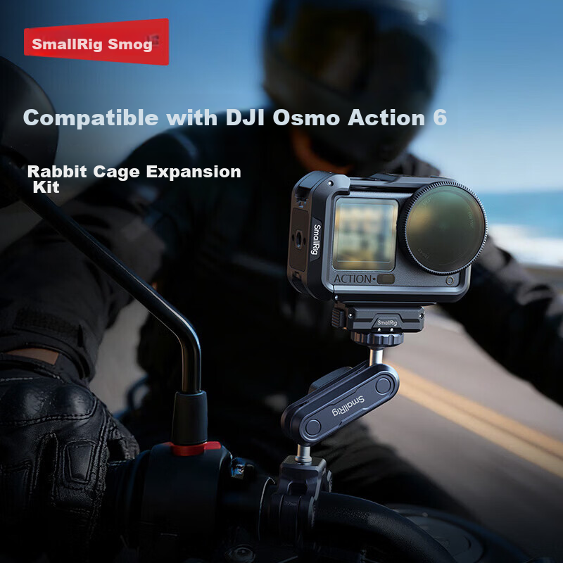 SmallRig 5887 DJI Action 6 Cage Metal Expansion Frame Magnetic Mount Base Tempered Glass Handheld Rod Bracket Accessories for Street Photography