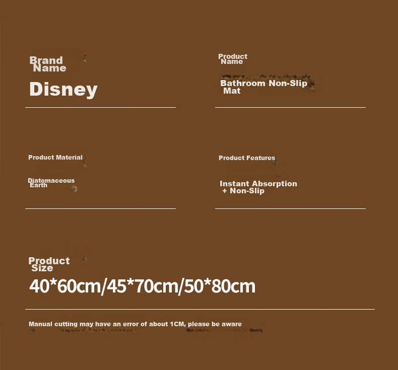 Disney Bathroom Non-Slip Quick-Dry Absorbent Diatom Mud Floor Mat Toilet Doorway Water-Absorbing Dry Foot Mat WN50 13