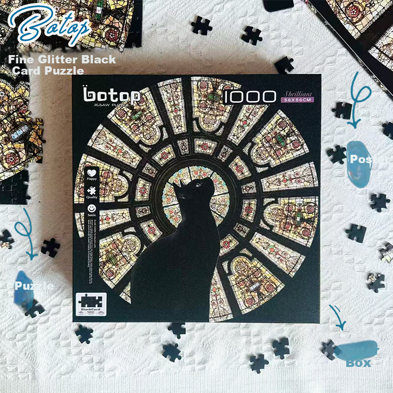 Botop CathedralCat Church Cat Puzzle 1000 Pieces Imported Black Card Flash Stress Relief Toy Birthday Christmas Gift