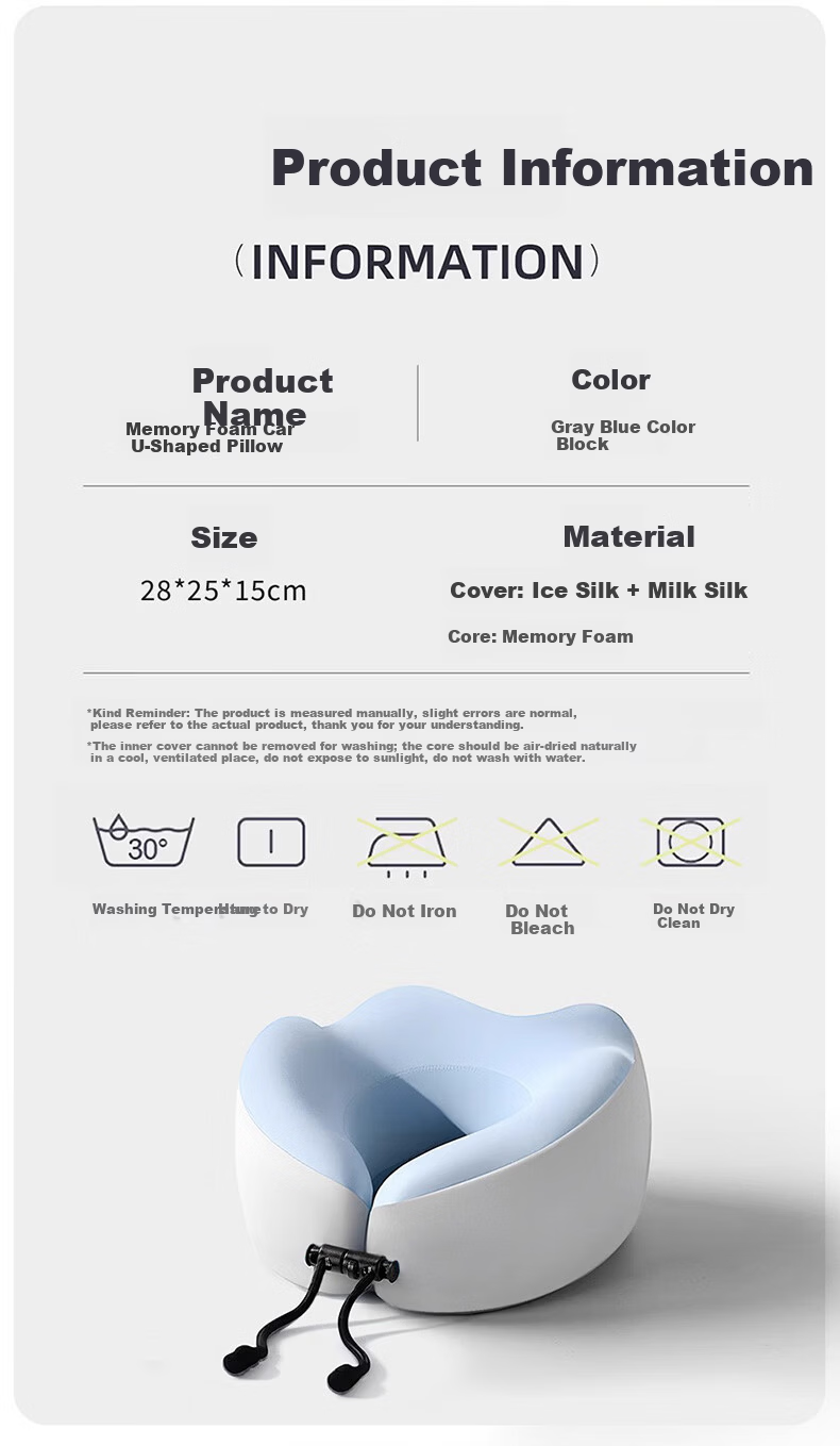 Zhunhang Neck Support U-Shaped Pillow Travel Neck Pillow for Airplane Train High-Speed Rail Office Nap Pillow Foldable U-Shaped Cushion 16