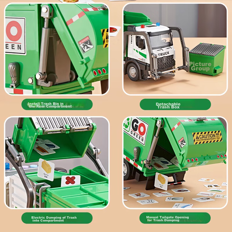 Yixuan Toys Extra Large Garbage Truck Sanitation Engineering Self-loading and Unloading Trash Bin Children's Toy Gift 9
