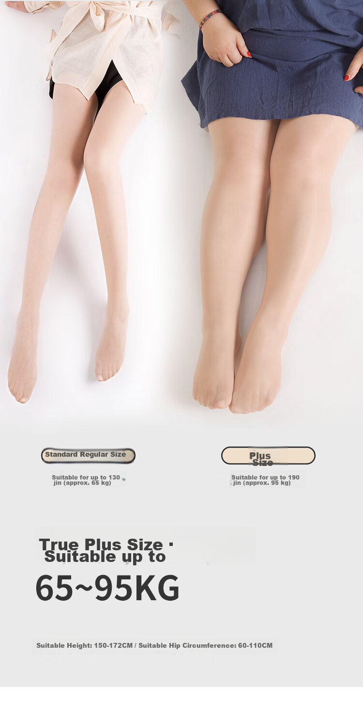 Afandi【Plus Size】Ultra-thin Bare Leg Magic Spring Summer Sheer Anti-Snag No-Crotch Tights Pantyhose 3