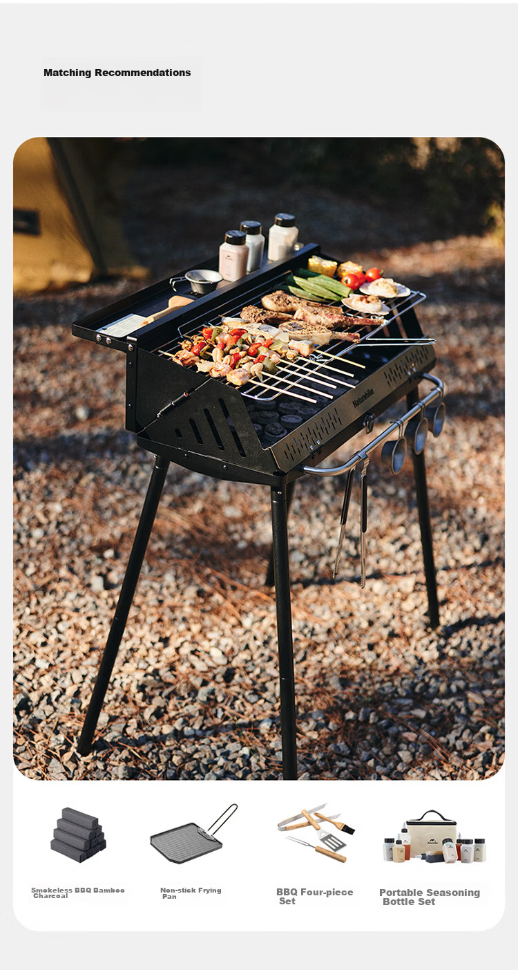 Naturehike Portable Foldable Vertical Charcoal BBQ Grill Outdoor Camping Barbecue Rack for 5-10 People 17