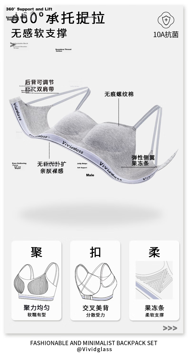 Urban Beauty Modal Seamless Cross-back Sports Bra for Women, Small Chest, Thin Vest, Anti-sagging Bra Set 2