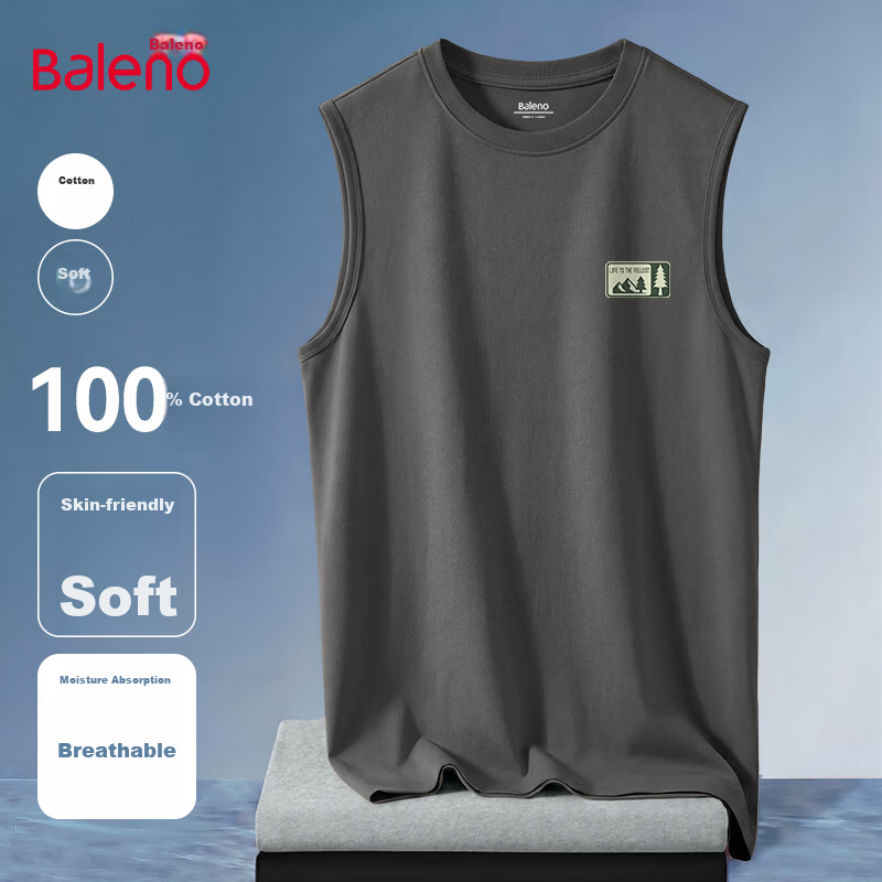 Baleno Heavyweight Pure Cotton Vest Men 2026 Summer New Moisture-Wicking Breathable Refreshing Sleeveless T-Shirt Men's Sports Tank Top 24