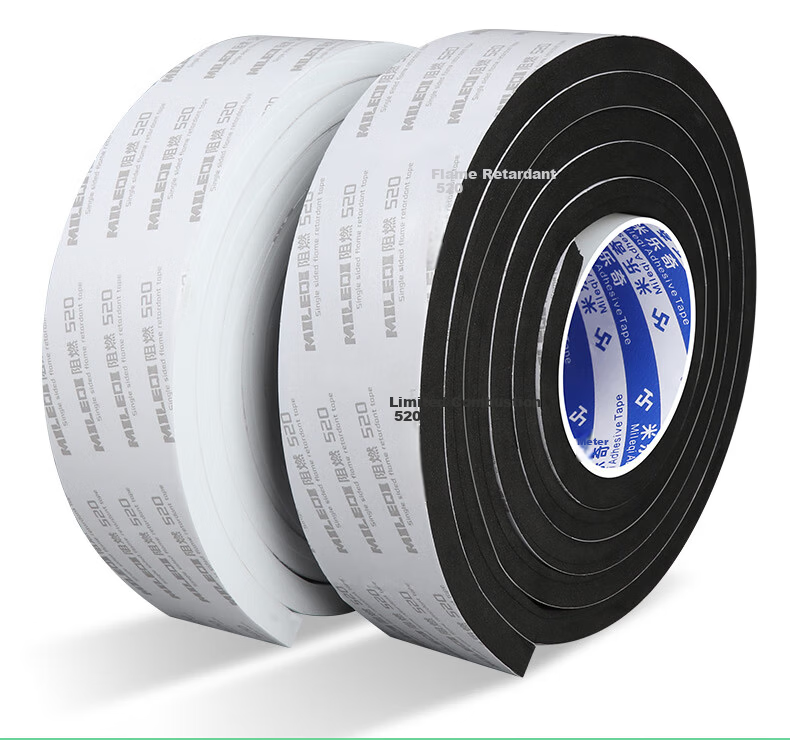 Mileqi Flame Retardant Sponge Tape Strong Adhesive Anti-Collision Strip Fire Door Gap Door Frame Shockproof Soundproof High Temperature Resistant Door Buffer Strip Black - 20mm Width * 5m Length * 1mm 3