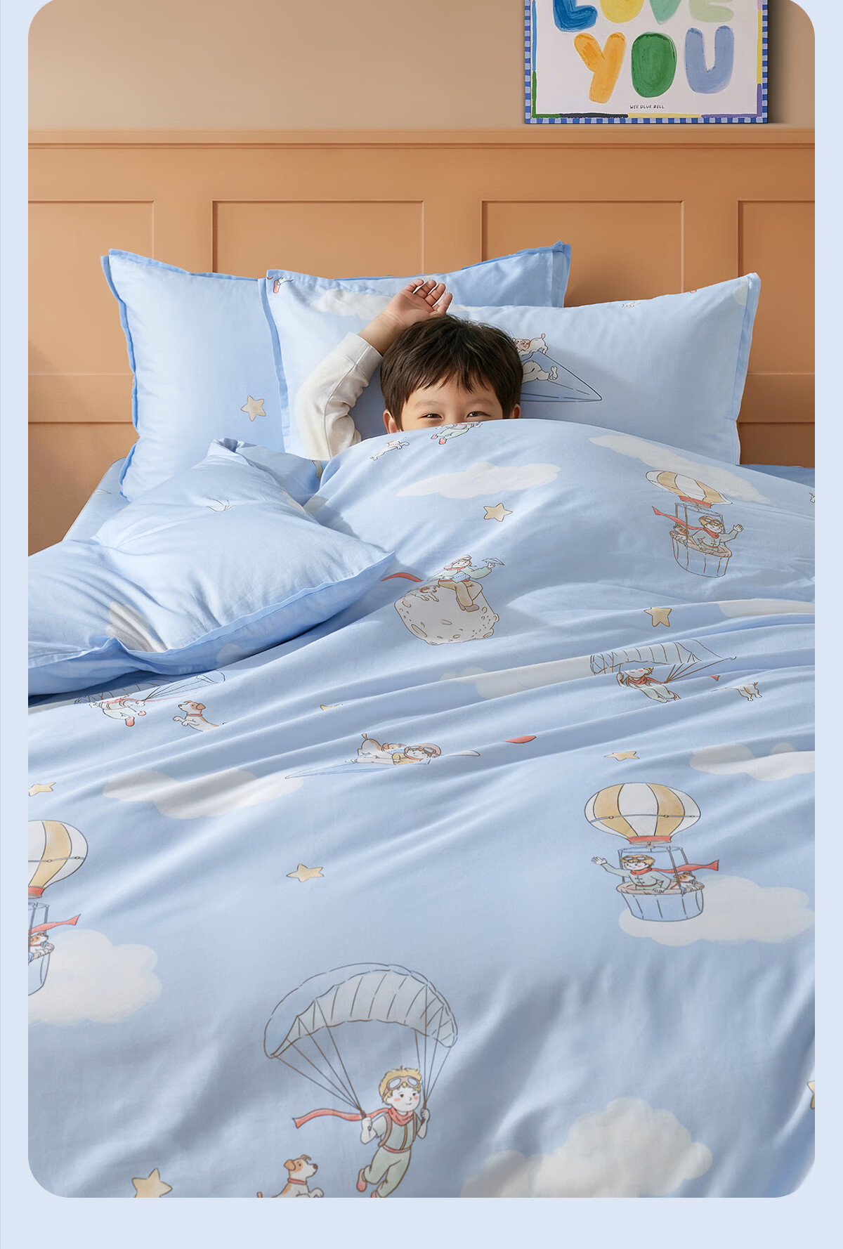 MERCURY Kids Four-Piece Bedding Set for Mother And Baby, Class A Pure Cotton Duvet Cover, Bed Sheet, Quilt Cover, Pillowcases, All-Season Cotton Antibacterial Cartoon Set, 200*230cm 5