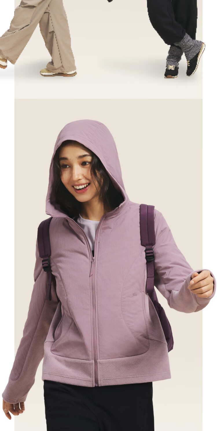 Beneunder Women's Jacket, Warm And Cold-Resistant, Zoned Elastic Fleece, Hooded, New Style, Medium Warmth, Lightweight, Quick-Heating Cotton Coat, Machine Washable, CL020 9