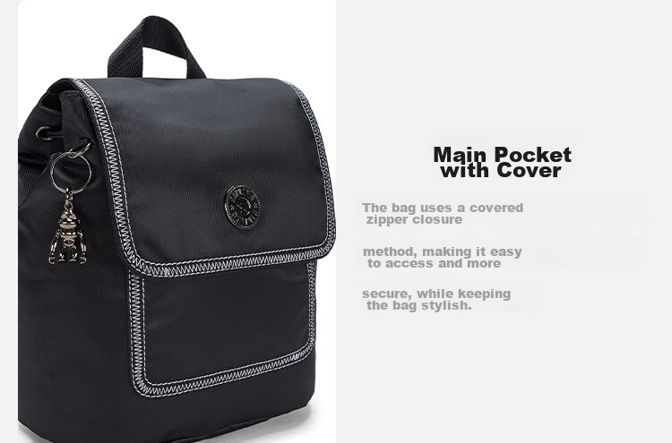 Kipling ADINO S Lightweight Stylish Flip Backpack School Bag for High School Students Birthday Gift Dark Night Black 10
