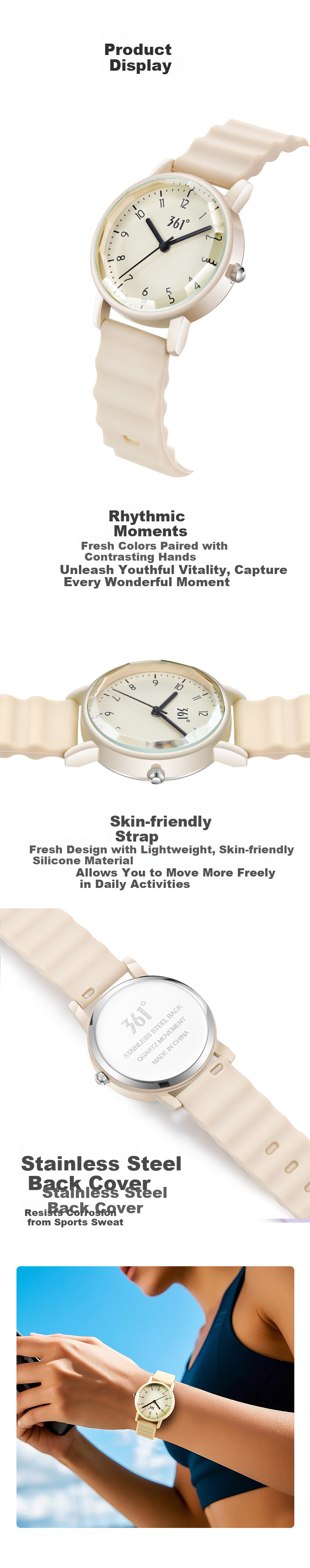 361° Trendy Minimalist Student Watch for Middle and High School Girls Exam Use Silent Time-Only Watch Allowed in Exam Rooms 2