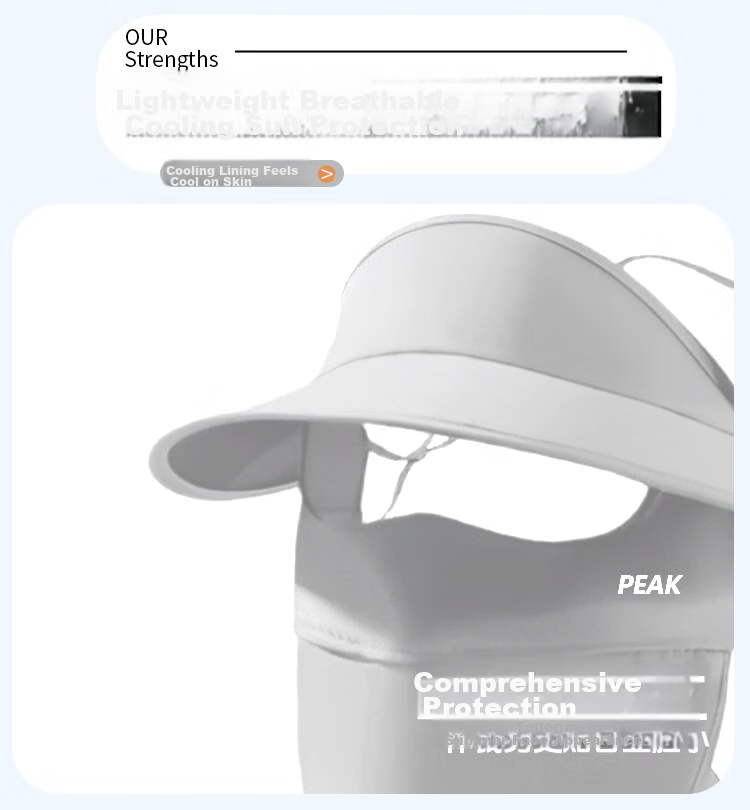 Peak Sunscreen Face Mask Black Coated Brim Sunshade UV Protection Lightweight Breathable Shoulder Neck Eye Protection Outdoor Sunblock 7