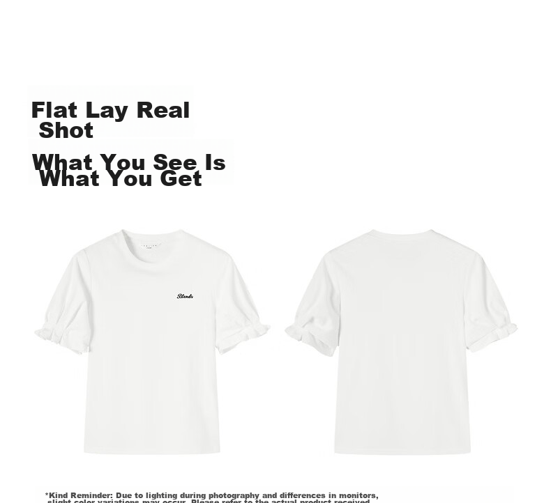 TonLion 2026 Summer New Women's Short Sleeve T-Shirt Sweet Cute Style White Puff Sleeve French Design 2